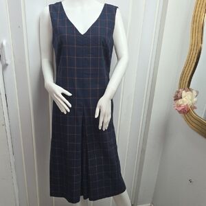 Romeo & Juliet Couture Navy and Red Checkered Midi Dress